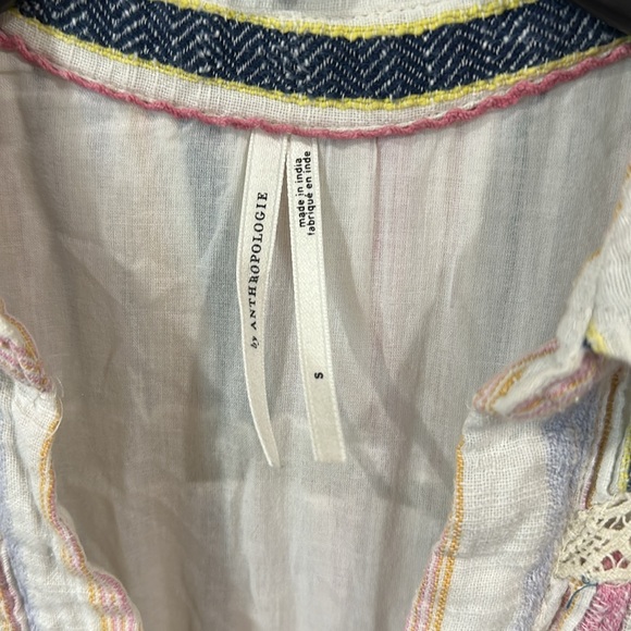 Anthropologie Georgina Tiered Cotton Striped Shirt Dress small - Picture 5 of 7